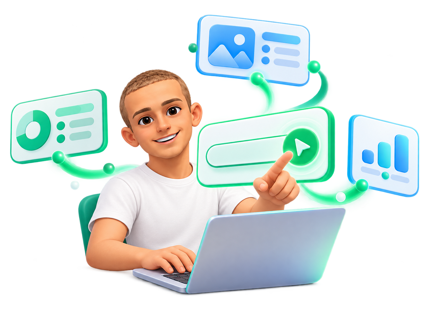 Luca al computer: un prompt collega tre web app per organizzare contenuti, dati e attività